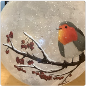 Frosted Globe With Robin