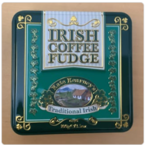 tin with traditional Irish cottage artwork on the lid.
