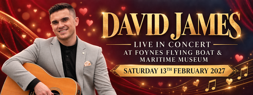 David James Romantic Concert Poster (1) for the 13 February 2027 show at Foynes Museum.